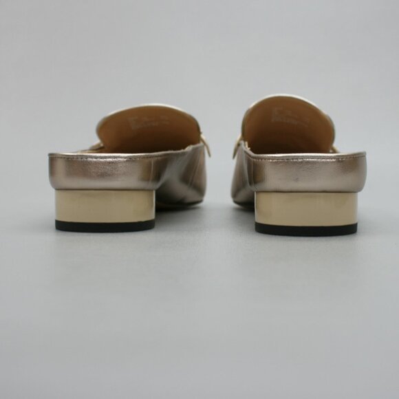 Coach Ladies 11 B Irene Mules Metallic Gold Leather Slides Flats Shearling Shoes - Picture 5 of 12